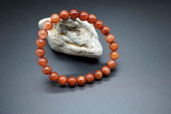 Natural Red Rutilated Quartz Bracelet, High Quality Rutilated Quartz, Small Red Quartz Bracelet 6.4mm