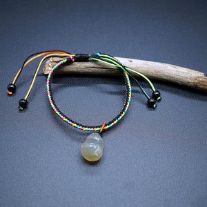 Handmade Tibetan Knot Bracelet: Agate Money Bag Charm, Onyx Beads