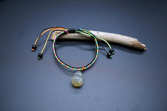 Tibetan Luck Rope Knots Bracelet Meditation Bracelet Handmade Thick Rope Bracelet, Agate Money Bag Charm