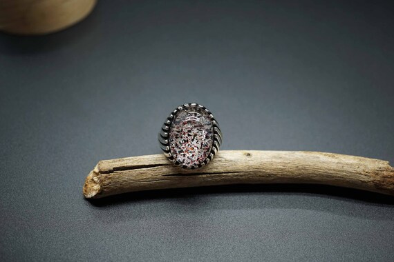 20ct Genuine Strawberry Quartz Ring, Cabochon Strawberry Statement Ring, US 9