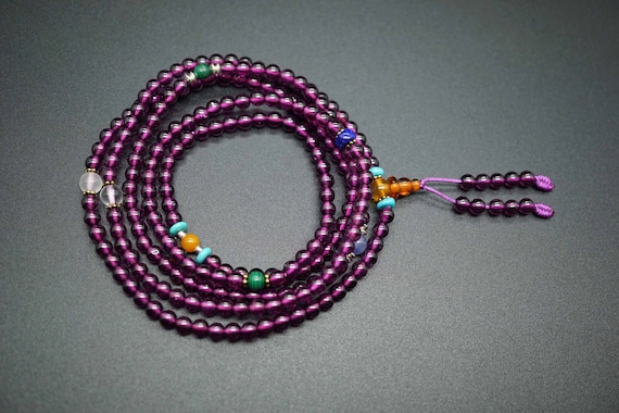 Natural Rhodolite Garnet Bracelets, Layering Garnet Bracelets, 216pcs Prayer Bead Bracelet