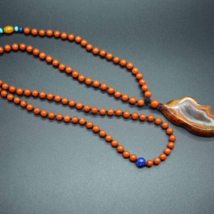 Natural Red Agate (Nanhong) Pendant, Chinese Agate Necklace, Persimmon Red Nanhong, Free Shape Pendant