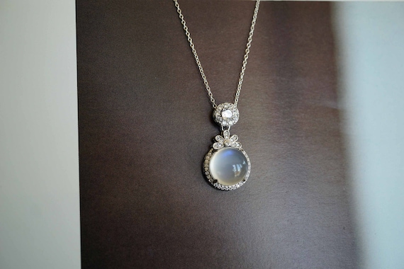 Rainbow Moonstone Charm, Sterling Silver Moonstone Pendant, Luxury Moonstone Pendant, Blue Moonstone Pendant