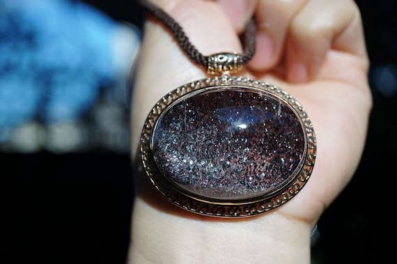 Genuine Oval Strawberry Quartz Delicate Pendant 18K Rose Gold With Handmade Woven Necklace