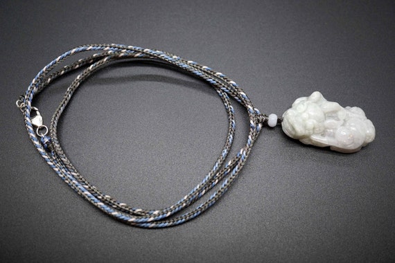 Genuine Jade Pixiu Pendant, Carved Jade Pendant, Long Cord Necklace, Amulet Pendant Necklace