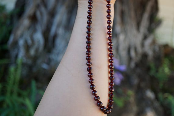 Natural Garnet Bead Necklace, Almandine Garnet Necklace, Hand Knotted Beaded Necklce, Grade A Garnet 7mm