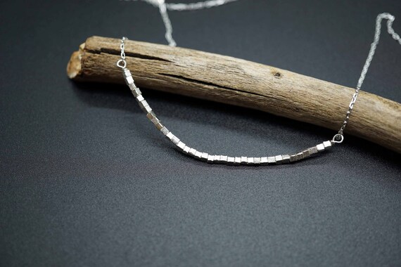 Fine Silver Smile Charm, Hill Tribes Silver Choker, Custom Silver Bar Necklace