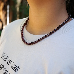 Natural Garnet Bead Necklace, Almandine Garnet Necklace, Hand Knotted Beaded Necklce, Grade A Garnet 6.2mm image 10