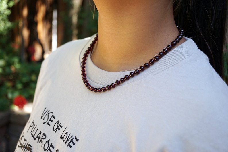 Natural Garnet Bead Necklace, Almandine Garnet Necklace, Hand Knotted Beaded Necklce, Grade A Garnet 6.2mm image 10