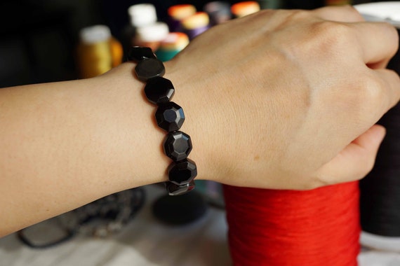Black Eight Trigrams Obsidian, Rainbow Obsidian Bracelet, Feng Shui Bagua Bracelet