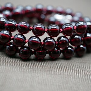 Natural Garnet Bead Necklace, Almandine Garnet Necklace, Hand Knotted Beaded Necklce, Grade A Garnet 6.2mm image 9