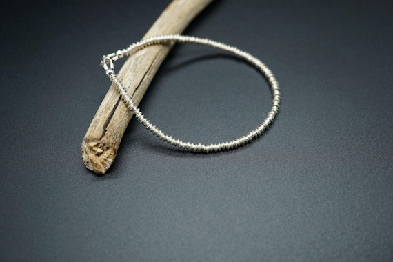 Sterling Silver Beaded Bracelet: Dainty Sterling Silver, 2.9mm Bead Bracelet, Lobster Clasp
