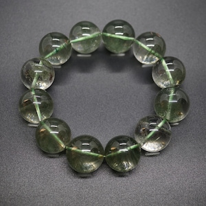 Genuine Round Green Phantom Quartz Beaded Bracelet Green Lace Quartz 18MM For Him