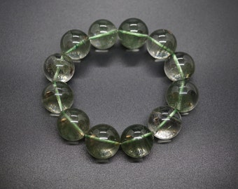 Green Phantom Quartz Beaded Bracelet - 18mm Round Lace Quartz