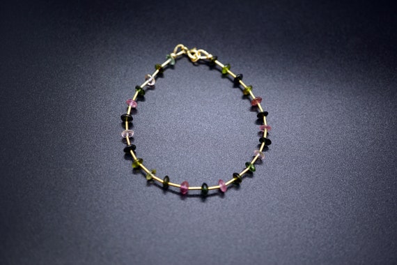 Natural Tourmaline Bracelet, Multicolor Rondelle Tourmaline, Multi Tourmaline Bracelet, 4.4mm