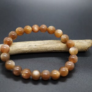 Natural Sunstone Bead Bracelet 8MM Smooth Round Bracelet