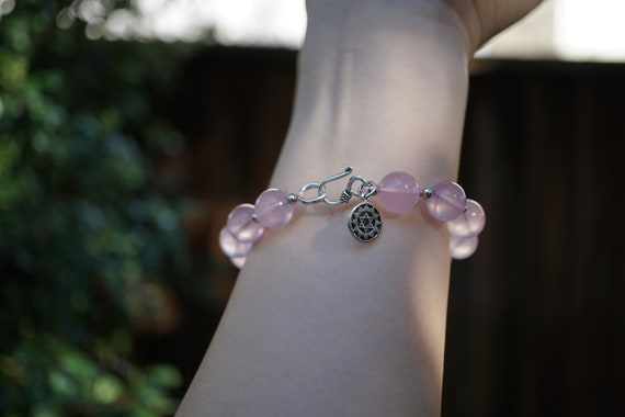 Natural Rose Quartz Bracelet, Starlight Rose Quartz, Heart Chakra Bracelet, AAA Quality Quartz