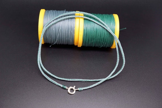 2.2mm Wax Cord Necklace,Braided Rope Necklace, Teal and Fog Blue Necklace, Pendant Link