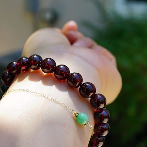 Real Almandine Garnet, Garnet Beaded Bracelet, January Birthstone Bracelet 9mm