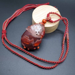 Natural South Red Agate Pendant, Chinese Agate Pendant, Red Nanhong Pendant, Fish Basket Pendant