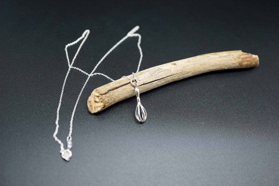 Sterling Silver Whisk Charm Necklace, 16 inch Chain