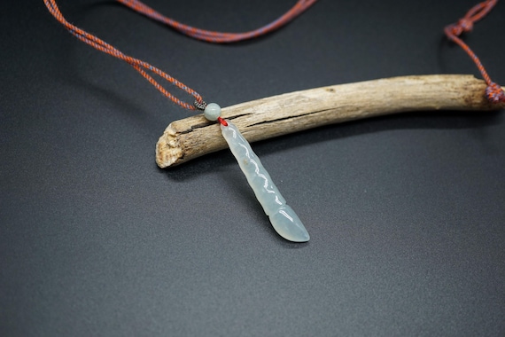 Natural Jade Pen Charm Necklace: Good Luck Charm Necklace