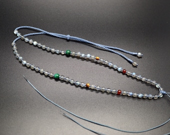 Labradorite with Cord Knots Adjustable Beaded Necklace For Pendant For Jewelry Making DIY Grade A+