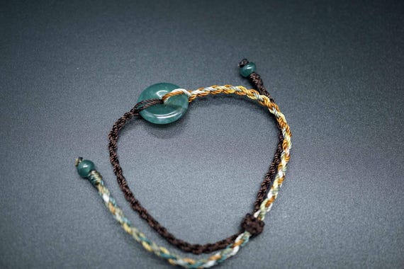 Natural Jade Bracelet, Donut Jade Bracelet, Knotted Jade Bracelet, adjustable Lucky Bracelet