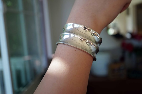 Sterling Siver Cuff Bracelet, 925 Silver Bangle Bracelet, Vintage Silver Bangle