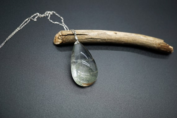 Natural Green Ghost Phantom Pendant 39*23MM Teardrop Green Crystal Pendant