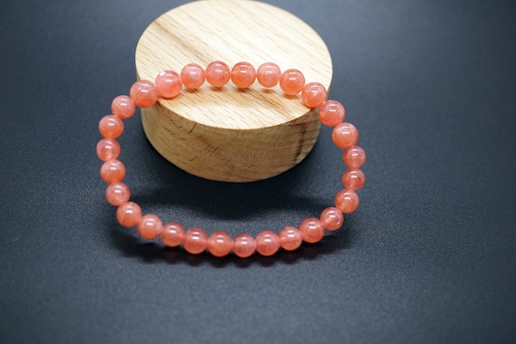 Genuine Rhodochrosite Bracelet, Red Beaded Bracelet, Excellent Rhodochrosite, 6.2mm