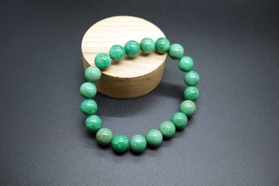 Green Amazonite Bracelet, Natural Amazonite Bracelet, Rare Color Quartz Bracelet 10mm