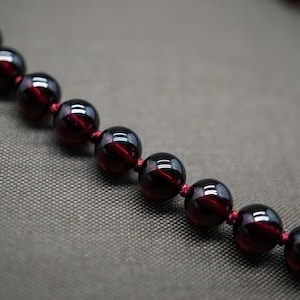 Natural Garnet Bead Necklace, Almandine Garnet Necklace, Hand Knotted Beaded Necklce, Grade A Garnet 6.2mm image 3
