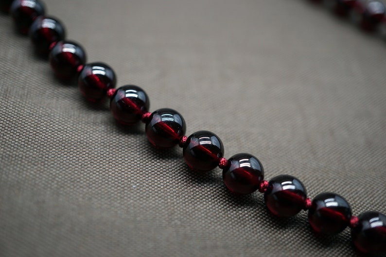 Natural Garnet Bead Necklace, Almandine Garnet Necklace, Hand Knotted Beaded Necklce, Grade A Garnet 6.2mm image 3