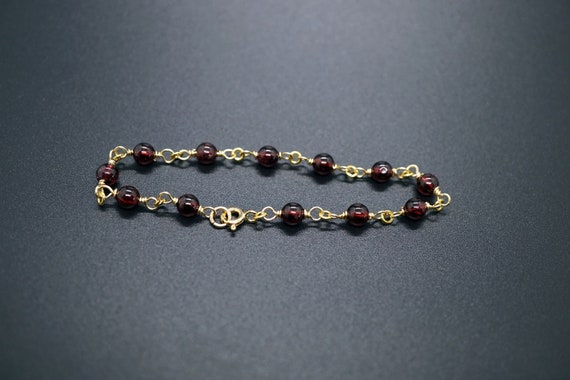 Real Garnet Bracelet, Gold Garnet Chain Bracelet, Grade AAA Garnet Bracelet, Custom Garnet Bracelet