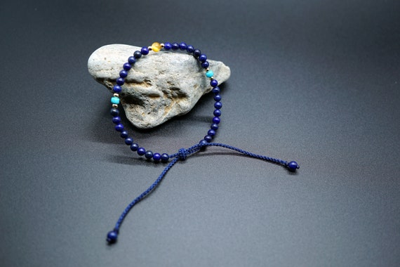 Fine Lapis Lazuli Bracelet,Adjustable Lapis Bracelet, Deep Blue Lapis Bead, 4mm Lapis Lazuli