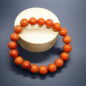 Natural South Red Agate (Nanhong) Chinese Agate Persimmon Red Round Bracelet 10.7mm