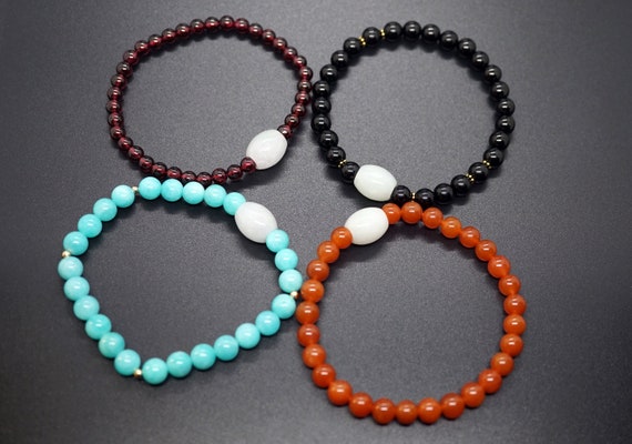 Natural Jade Bracelet, Garnet Jade Bracelet, Amazonite Jade Bracelet, Black Tourmaline Bracelet