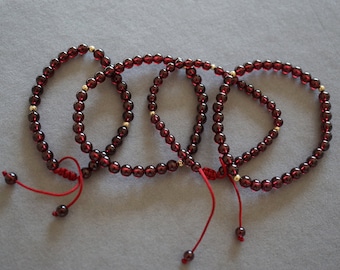 Red Garnet Bracelet-Round Garnet Bead Bracelet-January Birthstone Gift for Her For Woman
