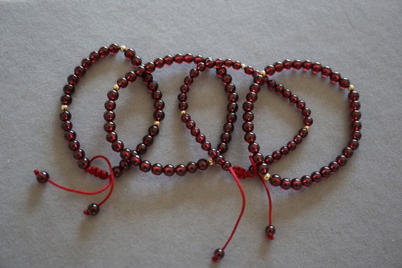 Red Garnet Bracelet-Round Garnet Bead Bracelet-January Birthstone Gift for Her For Woman