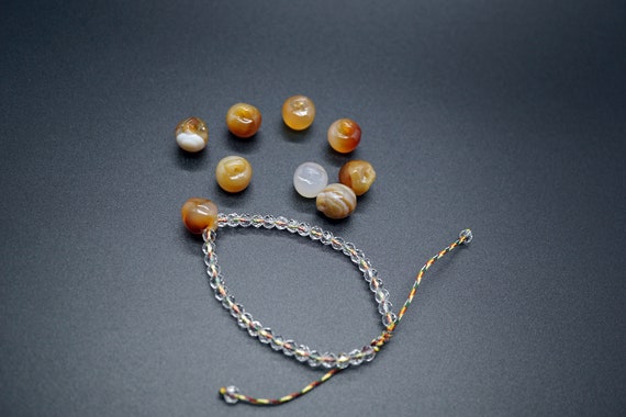 Natural Quartz Crystal Bracelet Facetd Round 5mm Adjustable String Bracelet Grade A Red Agate Pumpkin Charm