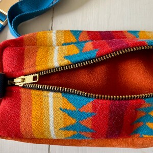 Wool Blanket Cross-body bag, Fanny Pack, Unisex Belt Bag, Gender Neutral Bag, Hiking Bag, Dog Walking Bag, Plastic Free, Pendleton wool image 5