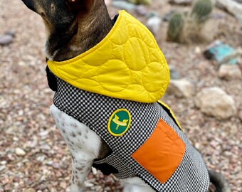 Vintage Wool dog Hoodie, recycled dog snow jacket, custom dog jacket, Medium dog jacket, Eco- conscious dog gift, Dog Rain Coat