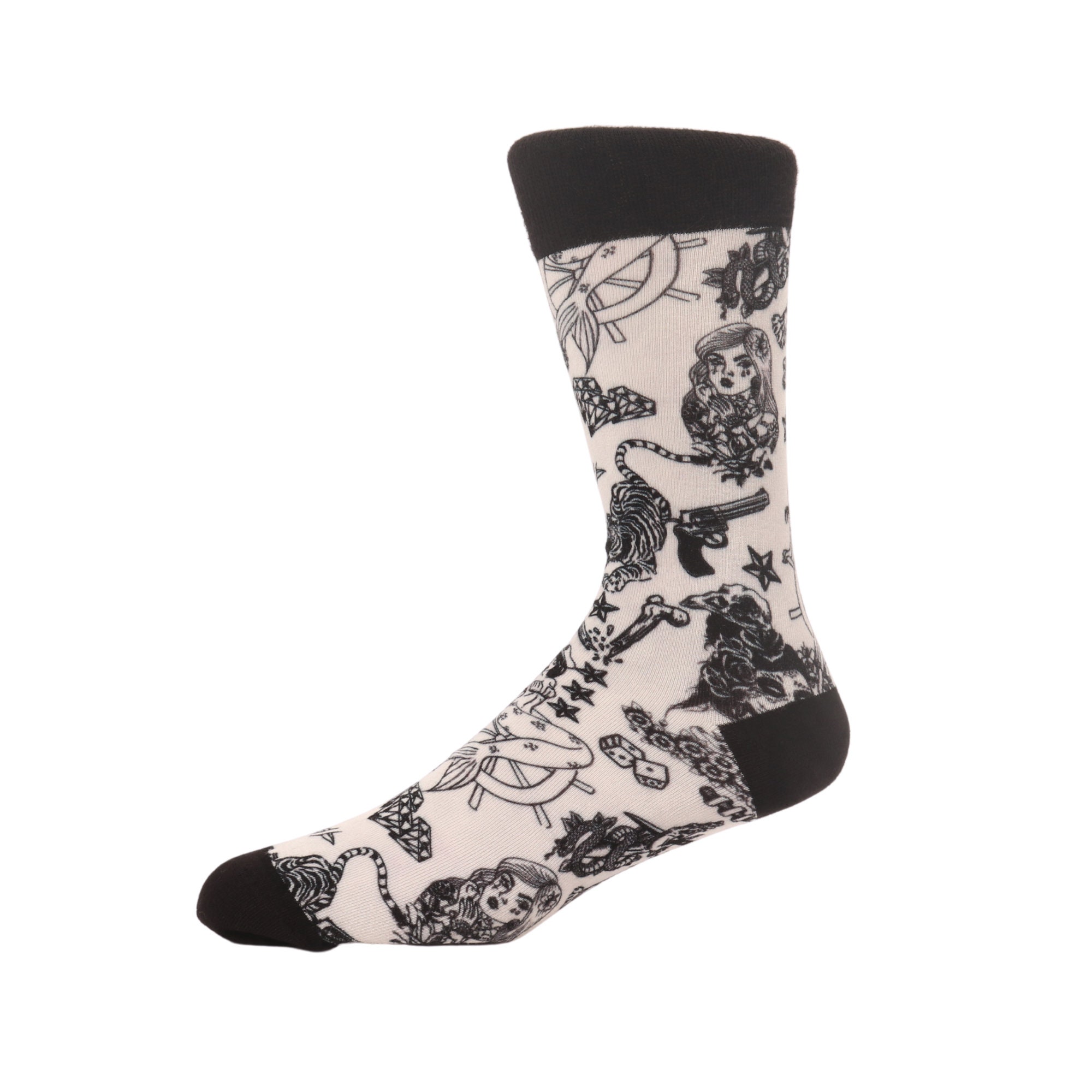 Image of Men's Tattoo Pattern Bamboo Socks Uk 7-12 | Gift Box Artistic Design
