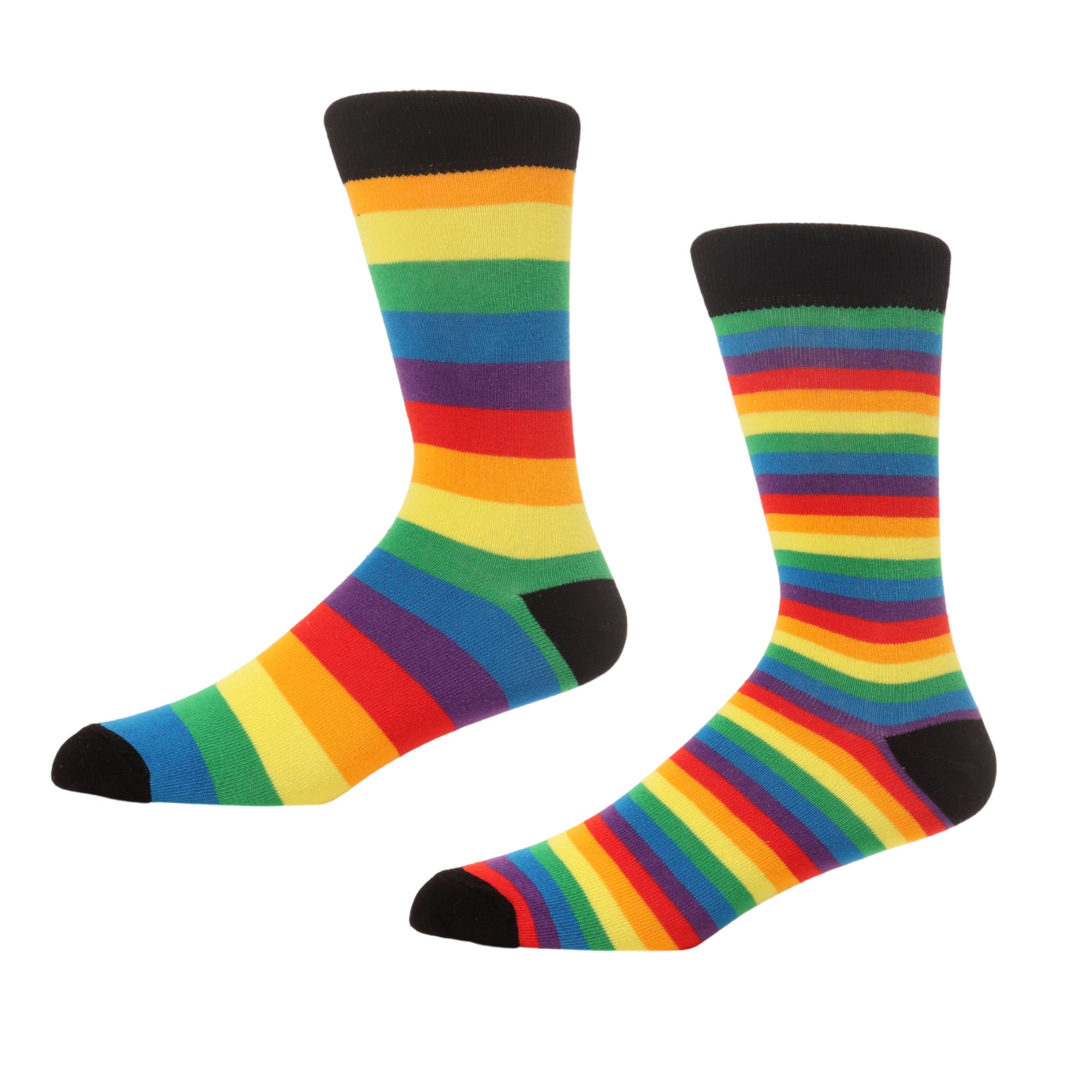 Image of Men's Stripe Socks Uk 7-12 | Gift Box Smile Face Rainbow-Striped