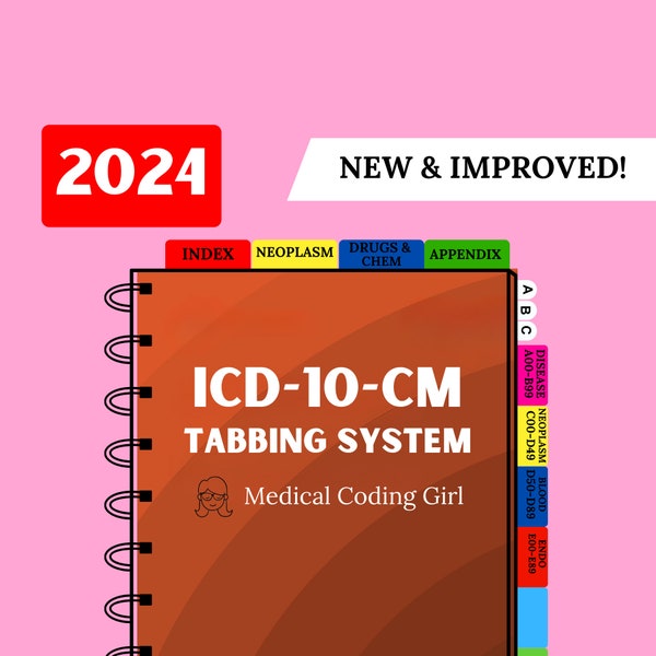 Tabbing System ICD 10 CM 2024 medical coding tabs Book Not Included