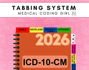 2026 ICD-10-CM - Tabbing System | Medical Coding Tabs | Book NOT Included