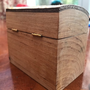 Handmade unique wooden bark topped box for small treasures, with magnetic catch, gift for gent, woodcraft