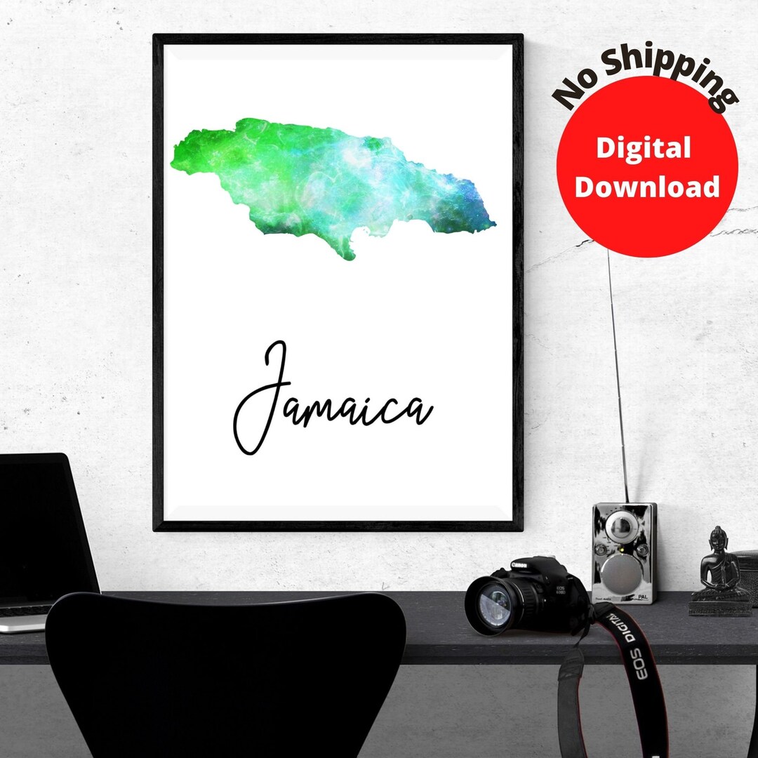 Printable Map of Jamaica/jamaica Printable Wall Art/jamaica Map Poster