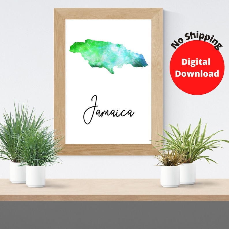 Printable Map of Jamaica/jamaica Printable Wall Art/jamaica Map Poster
